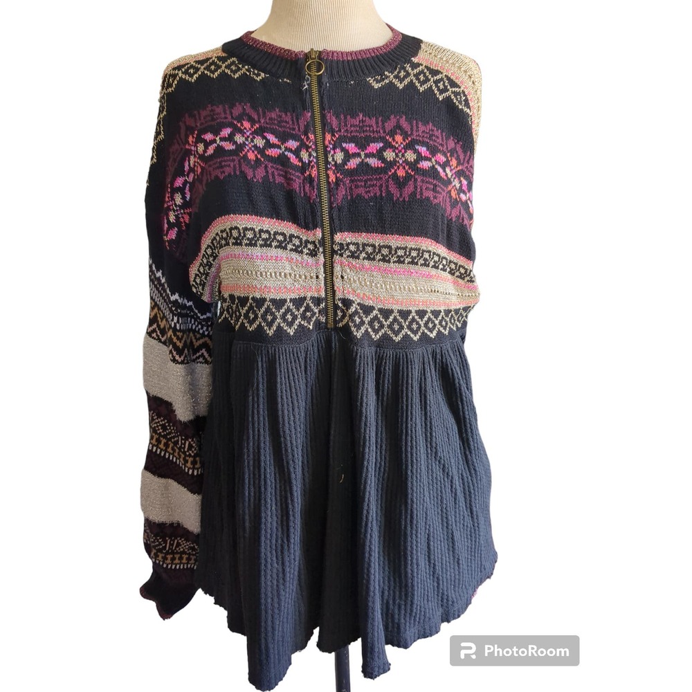 Large free people gold silver glitter shirt dress